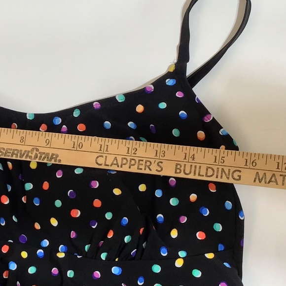 Great Lengths Swimdress Swimwear Womens 10 Black Polka Dot Tiered Bra Cups - Picture 6 of 11